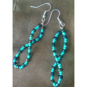 Turquiose and oil blue twisted glass bead earrings