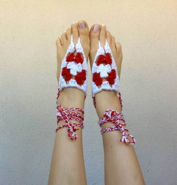 Crocheted Barefoot Sandals - Yoga Sandals - Handmade Sandals - Hippie Sandals - Yoga Wear - Hippie Sandals - Christmas Calves