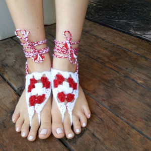 Crocheted Barefoot Sandals - Yoga Sandals - Handmade Sandals - Hippie Sandals - Yoga Wear - Hippie Sandals - Christmas Calves