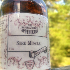 Sore Muscle Massage Oil 4 oz Amber Glass Bottle of Sore Muscle Rub Arnica Massage Oil Aromatherapy Handmade by The Natural Choice Apothecary