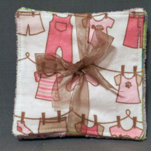 Grab Bag! Set of 5 Baby Girl Flannel and Pink Terry Cloth Washcloths