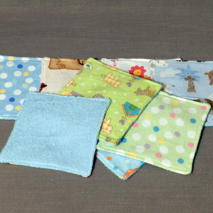 Grab Bag! Set of 5 Baby Boy Flannel and Blue Terry Cloth Washcloths
