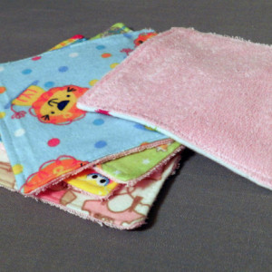 Grab Bag! Set of 5 Baby Girl Flannel and Pink Terry Cloth Washcloths