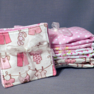 Baby Girl Pacifier Strap Burp Cloth and Wash Cloth Gift Set