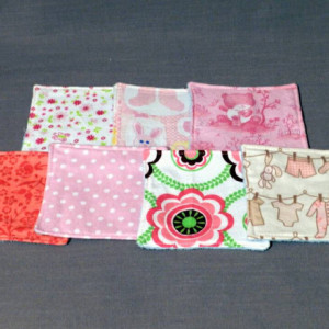 Grab Bag! Set of 5 Gender Neutral Flannel and Terry Cloth Baby Washcloths