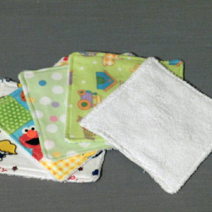 Grab Bag! Set of 5 Flannel and Terry Cloth Baby Washcloths