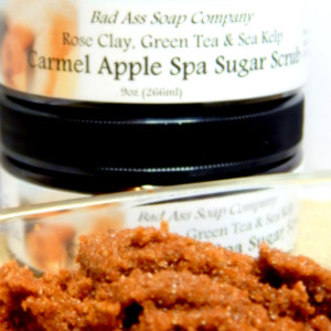 Carmel Apple Spa Sugar Scrub with Rose Clay Green Tea Sea Kelp Apple Scent Carmel Vanilla Sweet