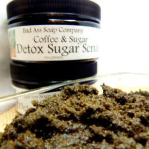 Detox Sugar Scrub with Coffee Dead Sea Clay Sea Kelp Green Tea Skin Care Unscented Jojoba Oil Hemp Seed Oil Coconut Oil Castor Oil