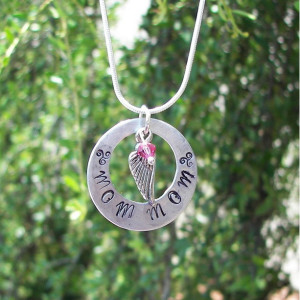 Personalied, Handstamped custom  off set washer  mommy charm