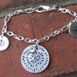 I love your forever..... my baby you will be mother /daughter bracelet swirl design with 2 charms