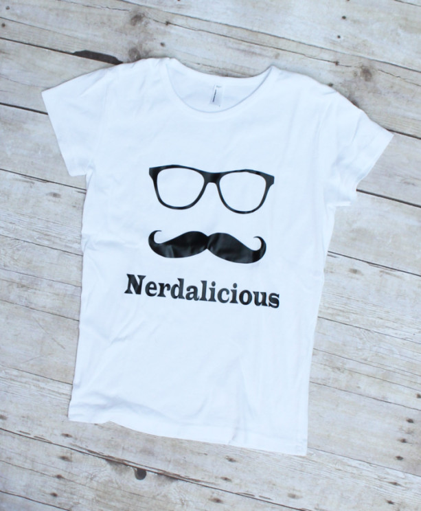 Hipster Nerdalicious Mustache and Glasses Nerdy Womens TShirt S-XL