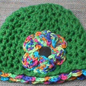 Crochet Hat With A Flower Toddler Size