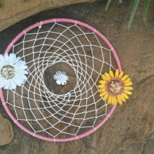 Large Dream Catcher - Outside Wall Hanging -  Extra Large 15 inch - Pink DreamCatcher - Handmade Wall Decor -  Wall Hanging -  Hippie
