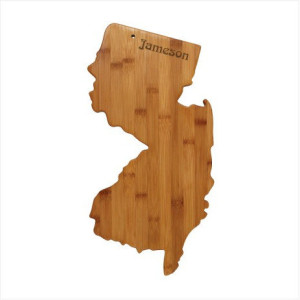 Engraved New Jersey Cutting Board - New Jersey Shaped Bamboo Cutting Board Custom Engraved - Wedding Gift, Couples Gift, Housewarming Gift