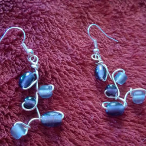 Wire wrapped glass bead earrings
