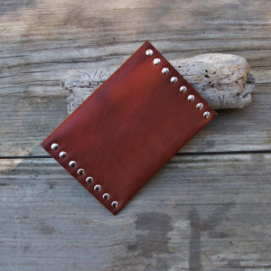 Handmade Leather Wallet with Nickel Rivets and Nickel Swivel Clasp by Bret Cali Leather Pouch