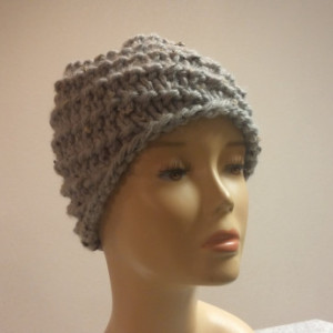 ONLY ONE Winter Knit Beanie in Gray with Black flecks