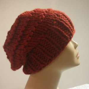 ONLY ONE Knit Slouchy Hat in Red