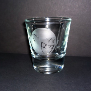 Super Mario Bros. - Boo / King Boo - Etched Shot Glass