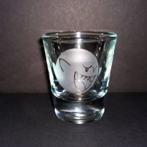 Super Mario Bros. - Boo / King Boo - Etched Shot Glass