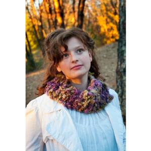 Hand Knit Chunky Cowl// handspun//handyed//mohair & wool with wooden button//FREE lotion bar with this purchase!