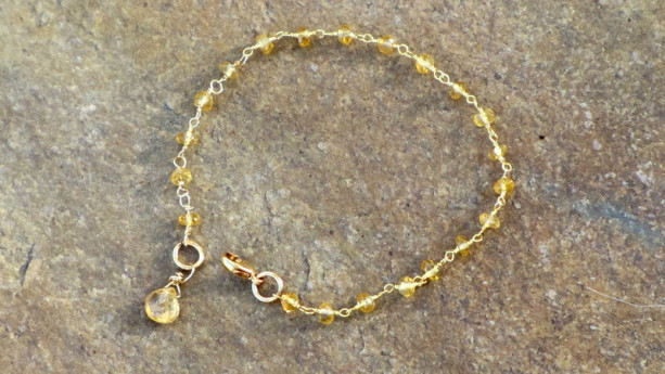 Citrine Gemstone Rosary Style Chain Bracelet