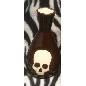 Small Skull Flower Vase Espresso Dark Brown OHIO USA Handmade Ceramic Pottery