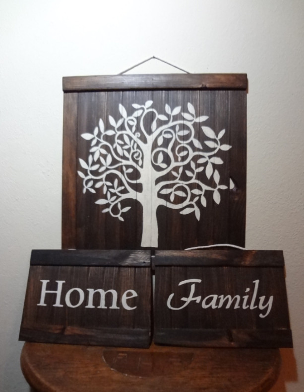 Rustic family tree wall art set