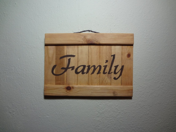 Rustic 'Family' wooden wall art