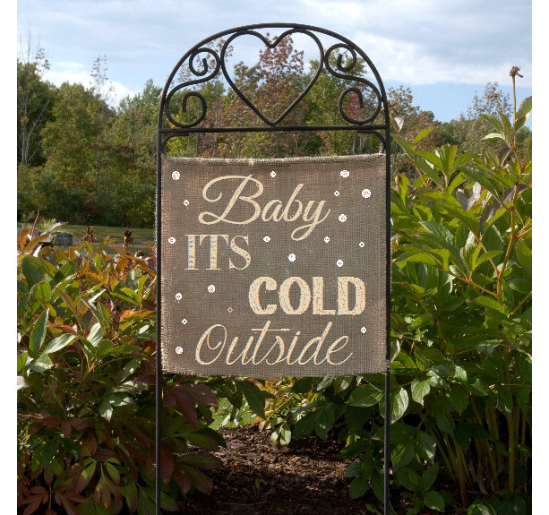 Burlap Christmas Lawn Sign Baby Its Cold Outside Garden Flag