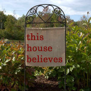 Burlap Christmas Lawn Sign This House Believes Santa Garden Flag