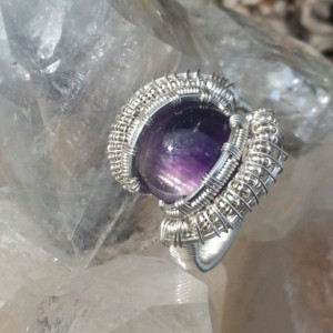 Handmade Brazilian Amethyst wire wrapped ring. Size 8.5