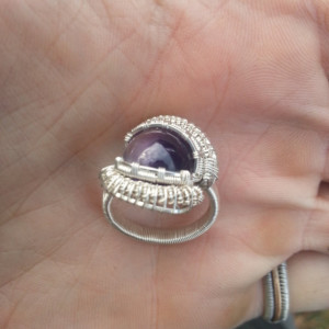 Handmade Brazilian Amethyst wire wrapped ring. Size 8.5