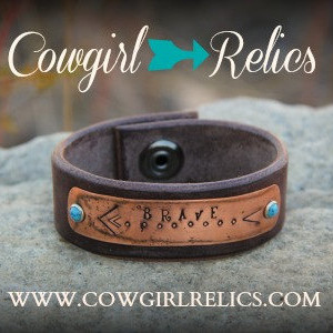 Rustic Western Cuff - BRAVE-Brown Leather, Copper, Arrow, Turquoise