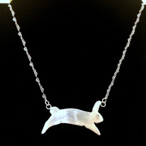 Order by 3/30 for Easter: Jumping Rabbit on Heart Chain Sterling Silver Necklace