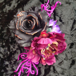 Rose Hair Flower Piece halloween goth festival costume bone drag Headdress Rockabilly Vintage Pin-up