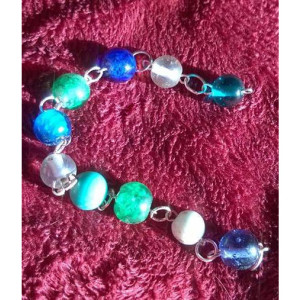 Aqua Sea Blue Glass Bead Bracelet