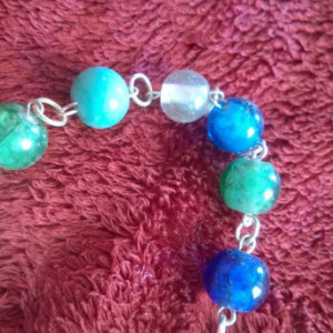Aqua Sea Blue Glass Bead Bracelet
