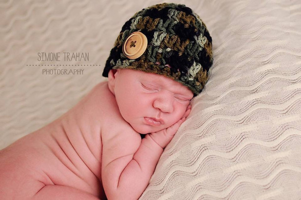 Camo Button Beanie- Newborn Photo Prop, camo hat, camouflage hat, camouflage prop, baby hunter, hunting baby beanie, hunting baby hat