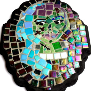 Frankenstein Lady Monster Mosaic Portrait. Wall Hanging, Wall Art, Ready to Hang. Goth or Hipster Home Decor. Unique, Dark & Strange Artwork