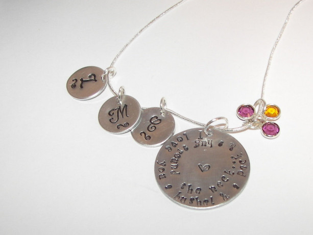I love you a bushel and a peck custom hand stamped personalized charms necklace. swirl