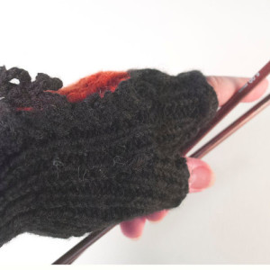 Rust & Black Hand Knitted Fingerless Texting Gloves. Just in time for Christmas Gifting