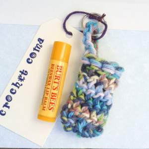 Chapstick Holder, Lip Balm Cozy, Lipbalm Holder Keychain, Pastel Lip Balm Holder, Pink/Blue/Yellow, Crochet Lip Gloss Holder By CrochetComa
