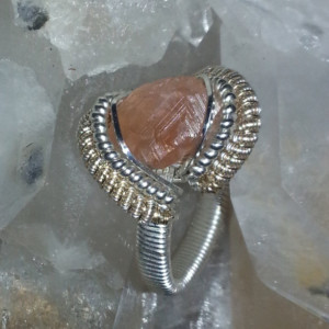 Handmade Wire Wrapped Ring Featuring Canadian Hessonite Garnet SIZE 8