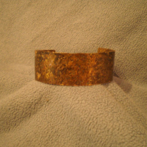 1 Inch Red tone Brass Bracelet with Dark Patina