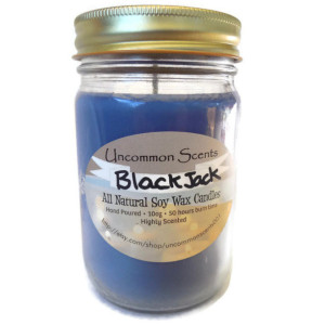 Black Jack Randall Scented candle of Outlander Leather, Musk and Lavender the smell you & Jamie love to hate.