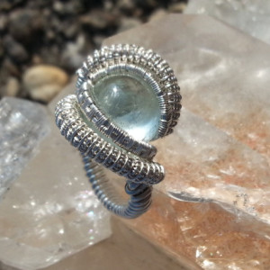 Handmade Silver Vietnamese Aquamarine Ring, Size 7