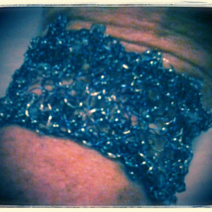 Midnight Blue Beaded Wire Cuff Bracelet