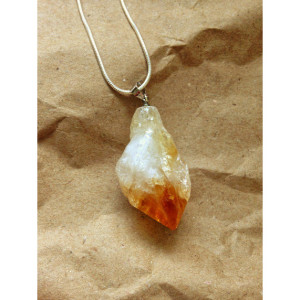 Citrine sterling silver necklace 24" chain gemstone natural spiritual gypsy earth stone