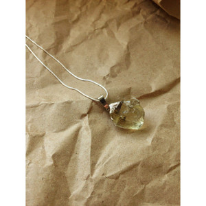 Pale Citrine sterling silver electro form setting on sterling silver chain gemstone 24" jewelry gypsy necklace